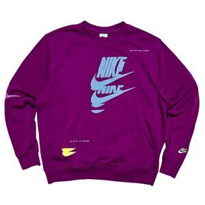 Nike Y2K Purple Glitch Vintage Crew Neck Sweatshirt, Men's Large